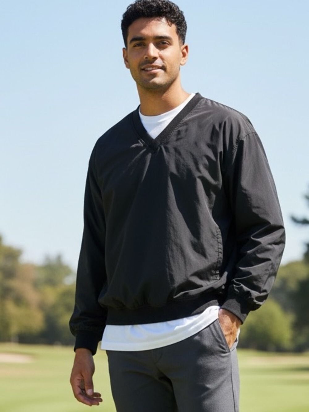 90s ACUITY BLACK LIGHTWEIGHT GOLF PULLOVER LIGHTWEIGHT WINDBREAKER GRANDPA CORE